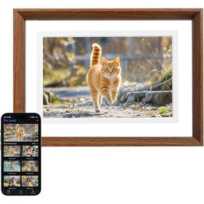 PINTURA Digital Picture Frame, 10.1" WiFi Digital Photo Frame 1280 * 800 HD Screen, 64GB Storage, Auto-Rotate, Wall Mountable, Share Photos/Videos Instantly via Pintura App, Walnut Color