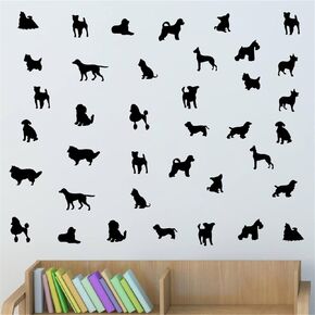 38 Pcs/Set Dog Wall Decals Vinyl Animal Sticker Animal Footprint Wall Art Decoration for Kids Boy Girl Baby Nursery Bedroom Living Room Animal Tracks Decor YMX61 (Black)