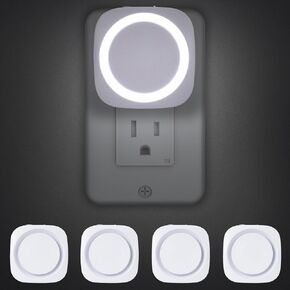 Red Night Lights Plug into Wall, 4 Packs Dimmable Night Light with Dust to Dawn Sensor, Automatically Turn on and Off, Gentle Glow Nightlight for Bathroom,Bedroom,Stairs,Kitchen,Hallway, Red