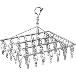 Folding Sock Dryer with 40 Pegs, Metal Sock Hangers with Clips, Underwear Hanger for Washing Line Accessories,Stainless Steel Clothes Sock Drying Rack,Laundry Drip Airer Hanger with Pegs