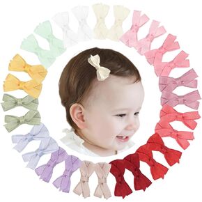 DED 40PCS 1.4" Mini Bow Snap Clips, Baby Girls Grosgrain Ribbon Bows Tiny Hair Clips Fine Hair for Girls Infants Toddlers