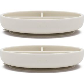 Lalo Suction Plates - 2 Pack, 100% Silicone Non-Toxic BPA-Free Baby Plates with Suction Base To Prevent Accidental Tip-Overs - Suction Plates for Toddlers With Three Divided Sections - Lavender