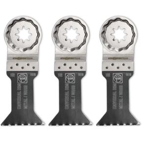 Fein StarLock Oscillating E-Cut Universal Bi-Metal Saw Blade with Wavy Teeth for Aluminum Profile, Wood, Drywall, Plastics - 1-3/4" Width, 2-3/8" Length, 3-Pack - 63502152270
