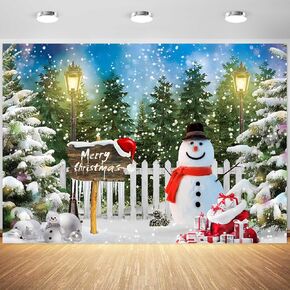 7x5ft Christmas Backdrop Winter Snowflakes Snowman Pine Tree Forest Photography Background Merry Xmas Family New Year Party Banner Decorations Supplies Photo Booth Props
