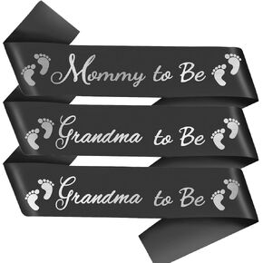 Mommy to be (1), Grandma to be (2) - Baby Shower Decorations, Gender Reveal, Welcome Baby, Baby Sprinkle, Baby Shower, Black Sash Baby Shower - Mommy to Be - Black Sash with Silver Lettering