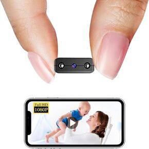 Smallest Wireless WiFi Camera,Hidden Camera Detector,HD1080P Mini Spy Camera,,Baby Monitor,Pet Camera,with Night Vision,Motion Detection,Cloud Storage,Remote Viewing for Security with iOS Android APP