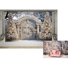 Kate 8x8ft Fairy Tales Frozen Christmas Tree Photography Backdrops Silver Gate Winter Snow Wonderland Photographic Background