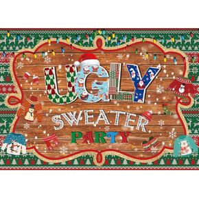7x5FT Christmas Backdrop Christmas Ugly Sweater Party Backdrop Ugly Sweater Christmas Party Backdrop Ugly Xmas Sweaters Party Decorations F228