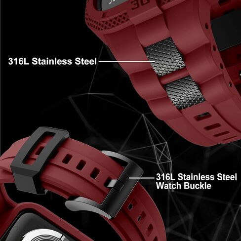 GELISHI Bands Compatible for Apple Watch Band 45mm 44mm 42mm, Men Sport Rugged Band with Protective Case for Watch Series 9 8 7/Series 6 SE 5 4 3, Beige in Kuwait