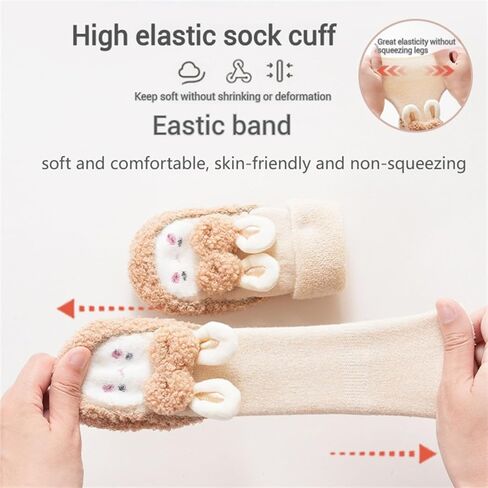 Baby Sock Shoes Baby Non-Slip Warm Walking Shoes Infant Non-Skid Slippers with Grips Boys Girls Cartoon Sneakers 2 Pairs in Kuwait