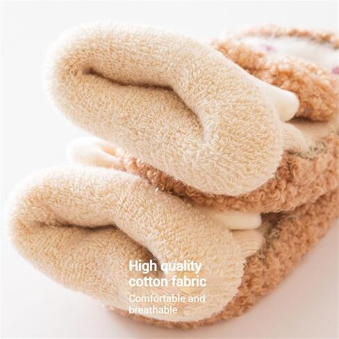 Baby Sock Shoes Baby Non-Slip Warm Walking Shoes Infant Non-Skid Slippers with Grips Boys Girls Cartoon Sneakers 2 Pairs in Kuwait