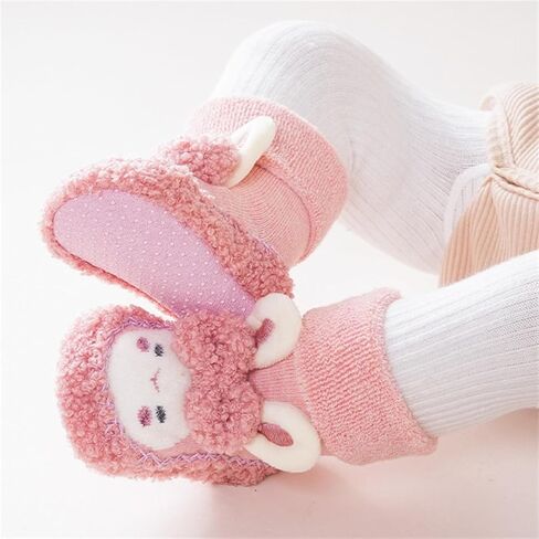 Baby Sock Shoes Baby Non-Slip Warm Walking Shoes Infant Non-Skid Slippers with Grips Boys Girls Cartoon Sneakers 2 Pairs in Kuwait