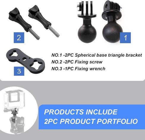 2PC 1" Ball Mount Adapter for Insta360 One X3 X2 X R RS GO 2, GoPro Hero, Compatible with RAM Ball Head Mounts B Size Double Socket Arm in Kuwait