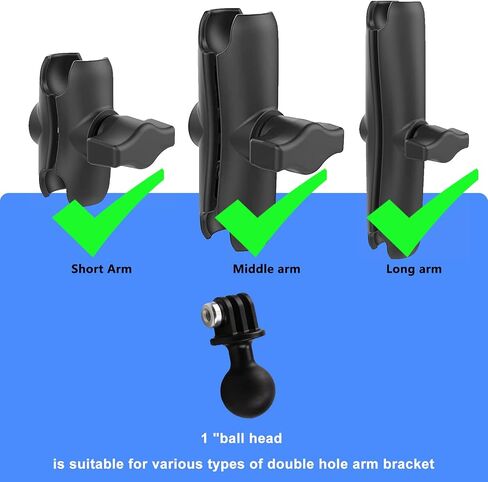 2PC 1" Ball Mount Adapter for Insta360 One X3 X2 X R RS GO 2, GoPro Hero, Compatible with RAM Ball Head Mounts B Size Double Socket Arm in Kuwait