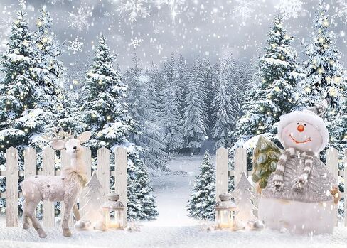 LYCGS 7X5ft Winter Snow Backdrop Winter Snowy Forest Snowflake Photo Backdrops Natural Scenery Photography Background Xmas Tree Background Christmas Party Decorations Banner X-322 in Kuwait