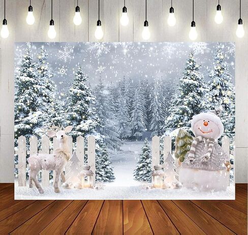 LYCGS 7X5ft Winter Snow Backdrop Winter Snowy Forest Snowflake Photo Backdrops Natural Scenery Photography Background Xmas Tree Background Christmas Party Decorations Banner X-322 in Kuwait