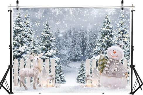 LYCGS 7X5ft Winter Snow Backdrop Winter Snowy Forest Snowflake Photo Backdrops Natural Scenery Photography Background Xmas Tree Background Christmas Party Decorations Banner X-322 in Kuwait