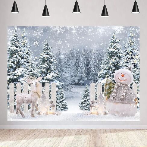 LYCGS 7X5ft Winter Snow Backdrop Winter Snowy Forest Snowflake Photo Backdrops Natural Scenery Photography Background Xmas Tree Background Christmas Party Decorations Banner X-322 in Kuwait