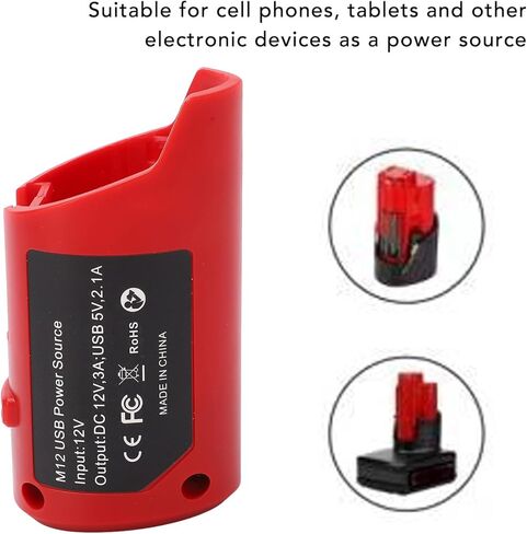 بطارية M12، شاحن بطارية M12 USB أداء مستقر، آمن، موثوق به، نوعان من المخرجات، أداة شحن بطارية USB DC12V in Kuwait