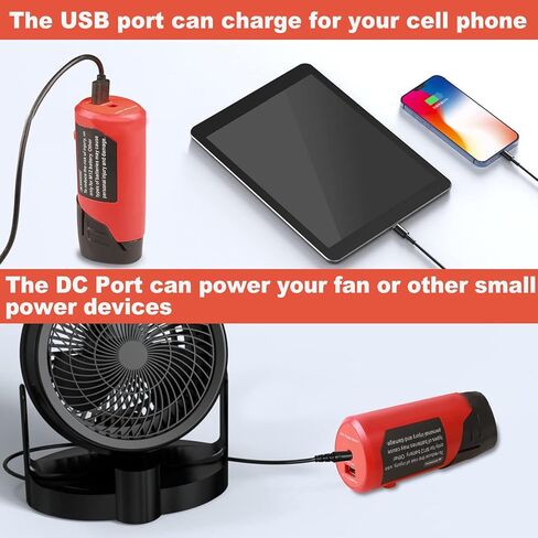 بطارية M12، شاحن بطارية M12 USB أداء مستقر، آمن، موثوق به، نوعان من المخرجات، أداة شحن بطارية USB DC12V in Kuwait