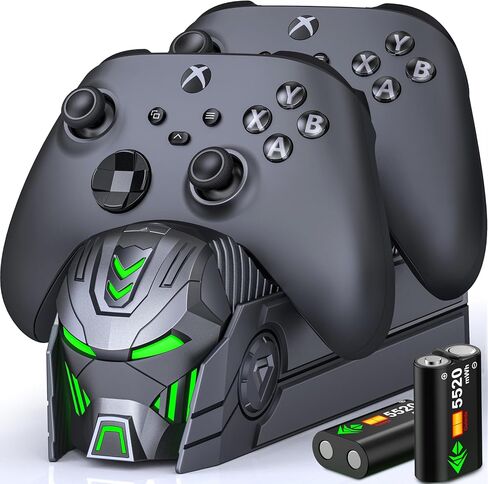 Xbox Controller Charging Stand with 2x5520mWh Battery for Xbox One/Xbox Series X/S Controller,Charger Station for Rechargeable Xbox One Controller Battery Pack with 4 Covers-Xbox Accessories White in Kuwait
