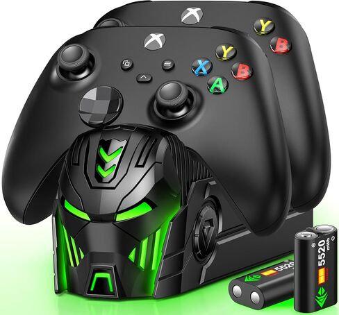 Xbox Controller Charging Stand with 2x5520mWh Battery for Xbox One/Xbox Series X/S Controller,Charger Station for Rechargeable Xbox One Controller Battery Pack with 4 Covers-Xbox Accessories White in Kuwait