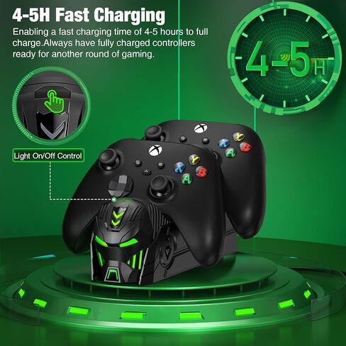 Xbox Controller Charging Stand with 2x5520mWh Battery for Xbox One/Xbox Series X/S Controller,Charger Station for Rechargeable Xbox One Controller Battery Pack with 4 Covers-Xbox Accessories White in Kuwait
