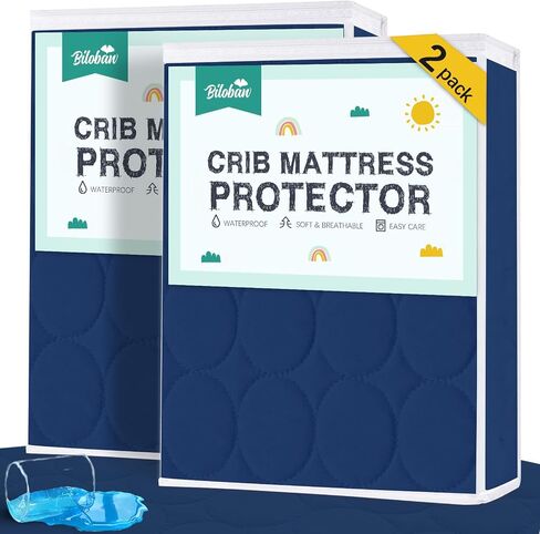Mini Crib Mattress Protector Sheets Waterproof 2 Pack, Quilted Pack and Play Mattress Pad Cover Fits for Baby Mini Crib/Playen/Pack and Play Mattress, Grey & Pink, 38"x24" in Saudi Arabia