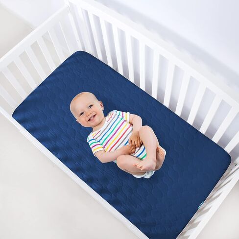 Mini Crib Mattress Protector Sheets Waterproof 2 Pack, Quilted Pack and Play Mattress Pad Cover Fits for Baby Mini Crib/Playen/Pack and Play Mattress, Grey & Pink, 38"x24" in Saudi Arabia