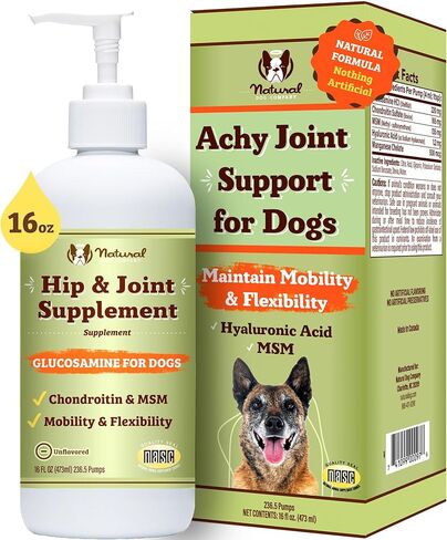 Natural Dog Company Healthy Joints, Skin and Coat Bundle for Dogs, Includes (1) 16 oz Bottle Skin and Coat Oil, (1) 16 oz Bottle Liquid Glucosamine, Food Topper, Dog's Fish Oil Supplement in Saudi Arabia
