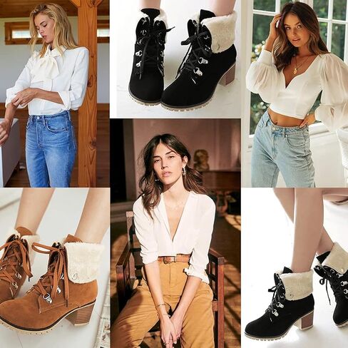 SO SIMPOK إمرأة الدانتيل يصل الفراء الشتاء الثلوج الأحذية كتلة كعب حذاء من الجلد الدافئة الجلد المدبوغ في الهواء الطلق مكتنزة كعب الجوارب السوداء in Kuwait