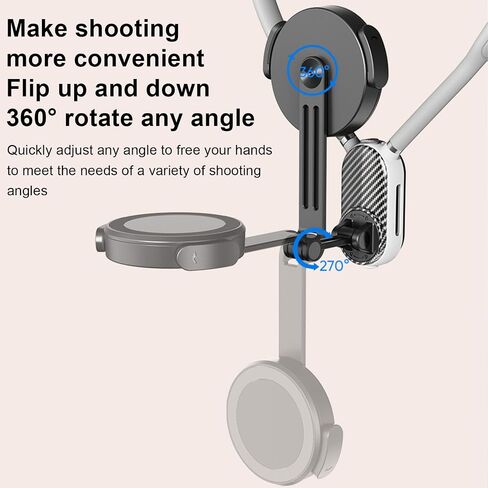 Magnetic Neck Mount for Phones, Neck Cell Phone Holder POV/Vlog Selfie Mount Hand Free Phone Neck Holder Chest Stand Strap Video Recording for iPhone 15 14 13 12 Series Android Phones (Grey) in Saudi Arabia