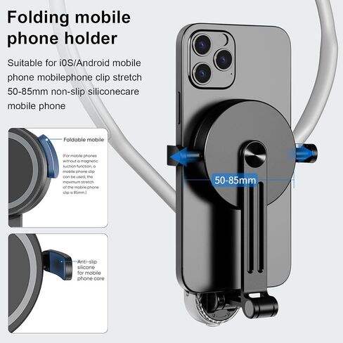 Magnetic Neck Mount for Phones, Neck Cell Phone Holder POV/Vlog Selfie Mount Hand Free Phone Neck Holder Chest Stand Strap Video Recording for iPhone 15 14 13 12 Series Android Phones (Grey) in Saudi Arabia