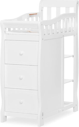 سرير أطفال برودي 5 في 1 قابل للتحويل من Dream On Me باللون الأبيض مع تغيير وأدراج واسعة وطاولة تغيير قابلة للفصل ووسادة تغيير مقاس 1 بوصة in Kuwait