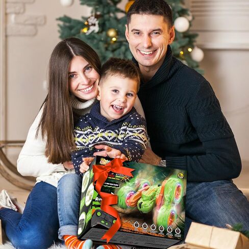 SpringFlower Remote Control Car Toy for Boys 3 4 5 6 7 8 Years Olds, Rechargeable Dinosaur RC Cars,360° Flip Double Sided RC Stunt Cars with Led Light, Dinosaur Toys for Kids Birthday Xmas Gifts,Blue in Saudi Arabia