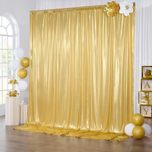 gogoparti 10x10FT Champagne Gold Sequin Backdrop Curtain - 2 Panels of 5x10FT Wrinkle-Free Glitter Drapes for Photography, Birthdays, Weddings & Graduations in Saudi Arabia