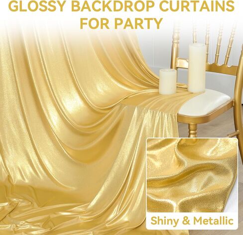 gogoparti 10x10FT Champagne Gold Sequin Backdrop Curtain - 2 Panels of 5x10FT Wrinkle-Free Glitter Drapes for Photography, Birthdays, Weddings & Graduations in Saudi Arabia