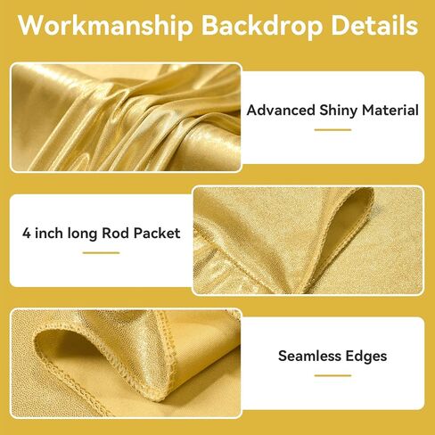 gogoparti 10x10FT Champagne Gold Sequin Backdrop Curtain - 2 Panels of 5x10FT Wrinkle-Free Glitter Drapes for Photography, Birthdays, Weddings & Graduations in Saudi Arabia