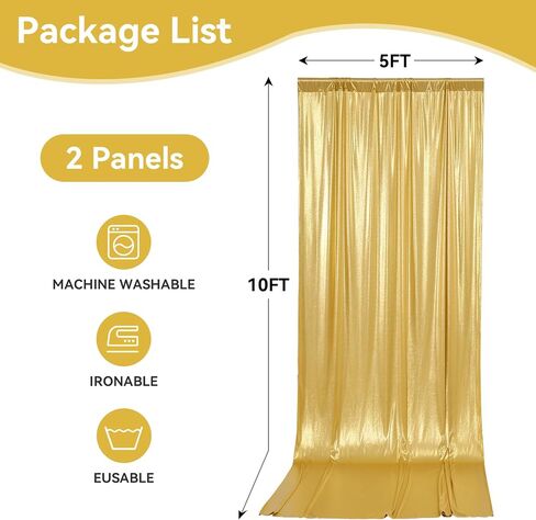gogoparti 10x10FT Champagne Gold Sequin Backdrop Curtain - 2 Panels of 5x10FT Wrinkle-Free Glitter Drapes for Photography, Birthdays, Weddings & Graduations in Saudi Arabia