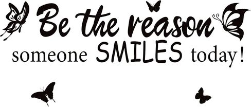 ملصق جداري من PLIGREAT Be the Reason Someone Smiles Today Quotes، ملصقات جدارية من الفينيل قابلة للإزالة وقابلة للتقشير واللصق لغرفة الأطفال وغرفة اللعب وغرفة المعيشة وأبواب الحائط وتزيين المدخل والردهة وديكور فني جداري in Kuwait