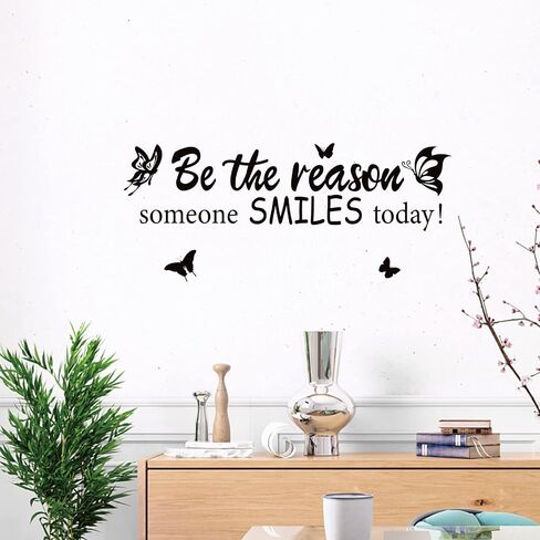 ملصق جداري من PLIGREAT Be the Reason Someone Smiles Today Quotes، ملصقات جدارية من الفينيل قابلة للإزالة وقابلة للتقشير واللصق لغرفة الأطفال وغرفة اللعب وغرفة المعيشة وأبواب الحائط وتزيين المدخل والردهة وديكور فني جداري in Kuwait
