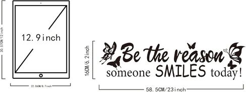 ملصق جداري من PLIGREAT Be the Reason Someone Smiles Today Quotes، ملصقات جدارية من الفينيل قابلة للإزالة وقابلة للتقشير واللصق لغرفة الأطفال وغرفة اللعب وغرفة المعيشة وأبواب الحائط وتزيين المدخل والردهة وديكور فني جداري in Kuwait