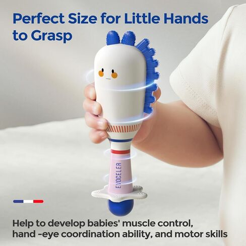 Evoceler Baby Rattles Shaker Toy, 2 Pack Musical Instruments, Soft Silicone Rattle Toys, Perfect Size for Grasp and Shake,Dinosaur Toy for 0+M in Saudi Arabia