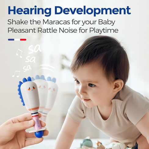 Evoceler Baby Rattles Shaker Toy, 2 Pack Musical Instruments, Soft Silicone Rattle Toys, Perfect Size for Grasp and Shake,Dinosaur Toy for 0+M in Saudi Arabia