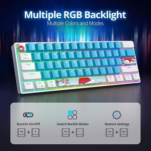 60% Mechanical Keyboard Green, Compact 60 Percent Gaming Keyboard RGB Backlit, 61 Keys Red Switches Mini Keyboard, USB Wired Office Keyboard for Windows Mac Laptop PC (61 Matcha) in Kuwait