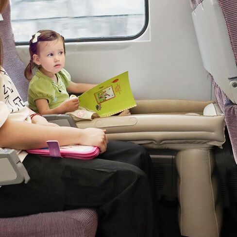 Inflatable Toddler Airplane Bed Baby Travel Bed Airplane Travel Essentials Kids Car Inflatable Bed Travel Portable Crib with Rails Sides Hand Pump Safety Belt and Carry Bag Sets in Saudi Arabia