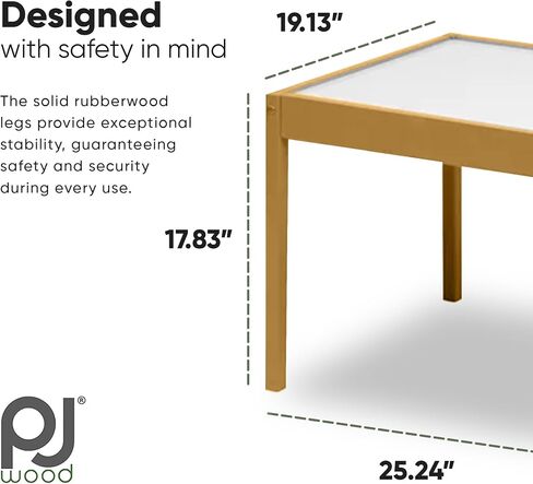 PJ Wood 3 Piece Solid Rubberwood Table and Chairs Set with Natural Finish, Rounded Edges and Corners, and Wipeable Dry Erase Surface in Saudi Arabia