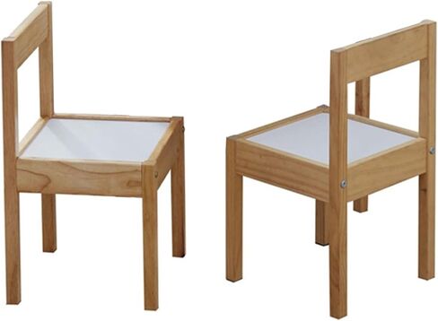PJ Wood 3 Piece Solid Rubberwood Table and Chairs Set with Natural Finish, Rounded Edges and Corners, and Wipeable Dry Erase Surface in Saudi Arabia