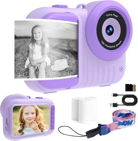 كاميرا أطفال كاميرا طباعة فورية للأطفال، كاميرا طفل صغير تطبع الصور، كاميرا رقمية فورية للأطفال كاميرا طباعة شاشة 3.5 بوصة، لعبة كاميرا محمولة طباعة صورة 3 فتيات 12 عامًا in Kuwait