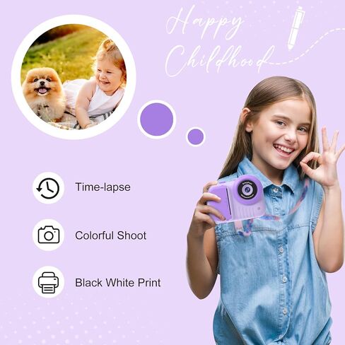 كاميرا أطفال كاميرا طباعة فورية للأطفال، كاميرا طفل صغير تطبع الصور، كاميرا رقمية فورية للأطفال كاميرا طباعة شاشة 3.5 بوصة، لعبة كاميرا محمولة طباعة صورة 3 فتيات 12 عامًا in Kuwait